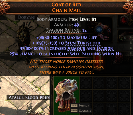 MMOJUGG Path of Exile 2 COAT OF RED CHAIN MAIL#935946 Details View of Item Function and Use